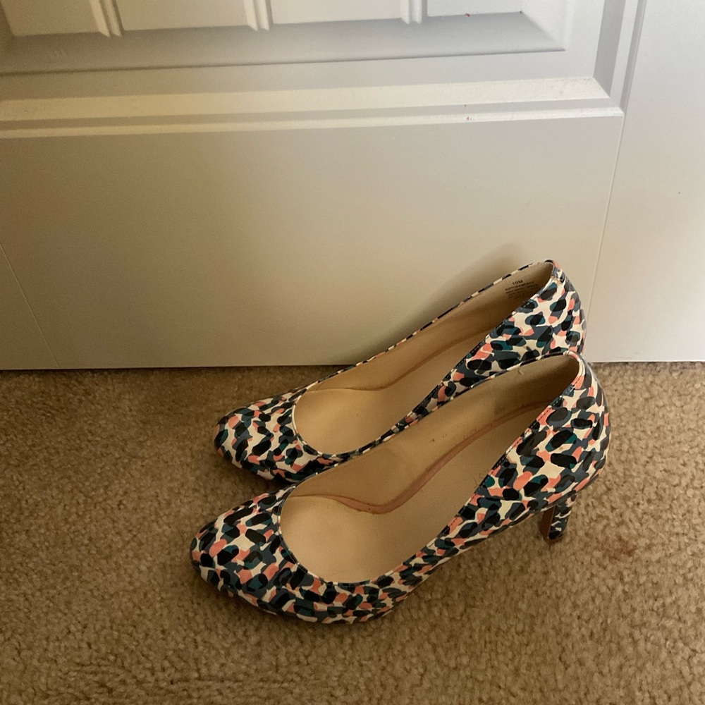 Womens Sz 10 Nine West Teal/Orange/White Heels